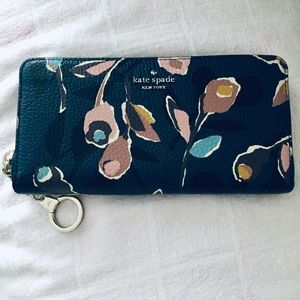 Kate Spade Large Blue Floral Wallet